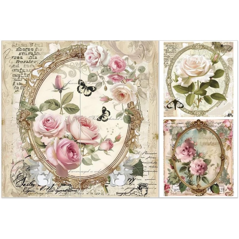 Office Furniture Solutions - 3pcs/Set Rose Rub on Transfers for