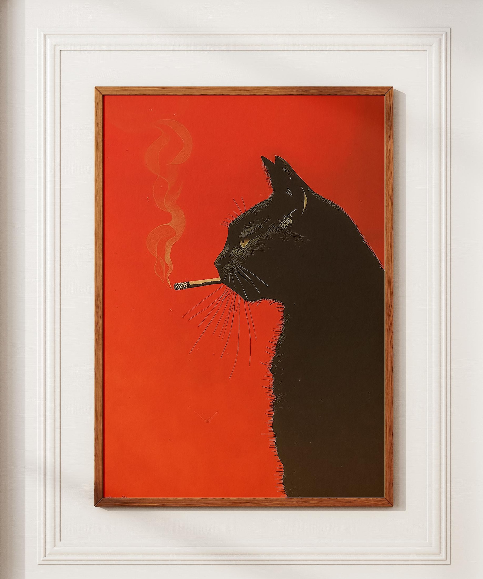 Office Furniture Home - Vintage Black Cat Smoking Canvas Print