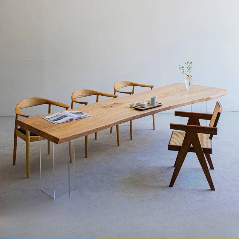 Nordic Solid Wood Acrylic Floa - Office Furniture Home ulasan dan harga
