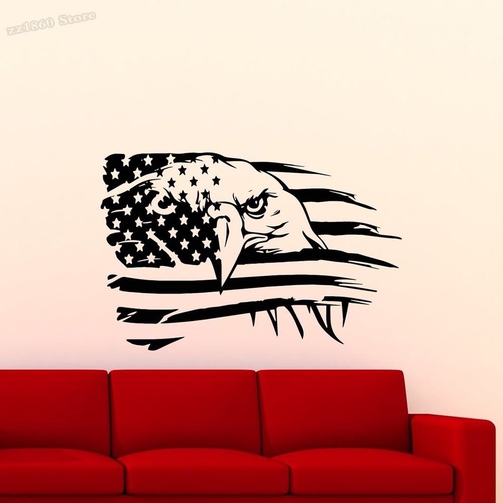 American Flag Wall Decal Eagle - Office Furniture Usa ulasan dan harga
