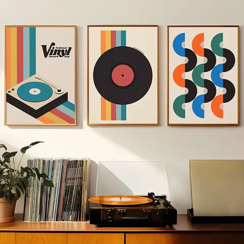 Mid Century Vinyl Record Canva - Office Furniture Home ulasan dan harga