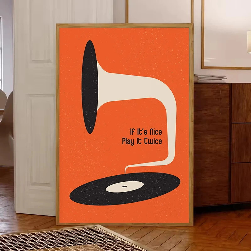 Mid Century Vinyl Record Canva - Office Furniture Home ulasan dan harga