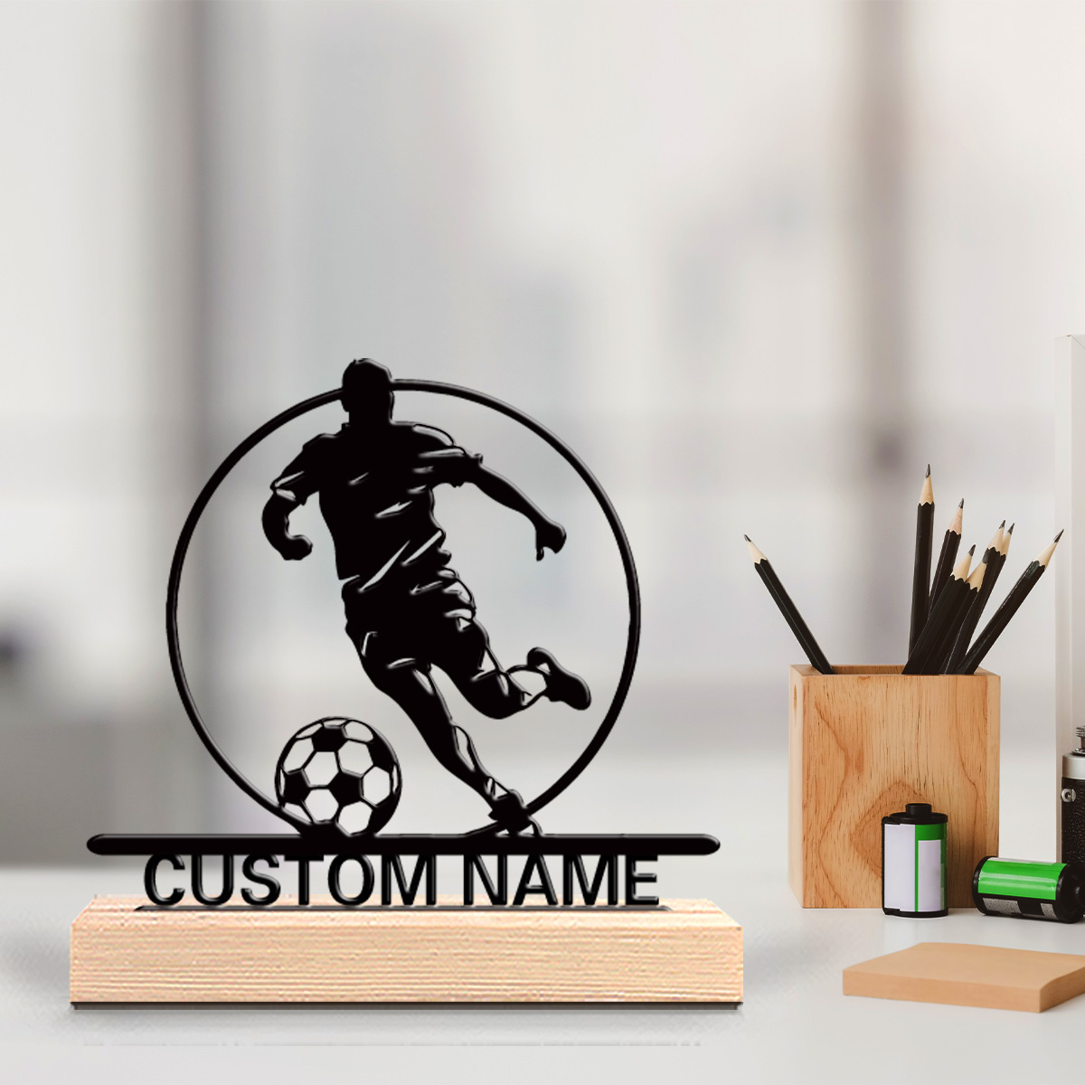 Custom Soccer Player Metal Sta - Office Furniture Home ulasan dan harga