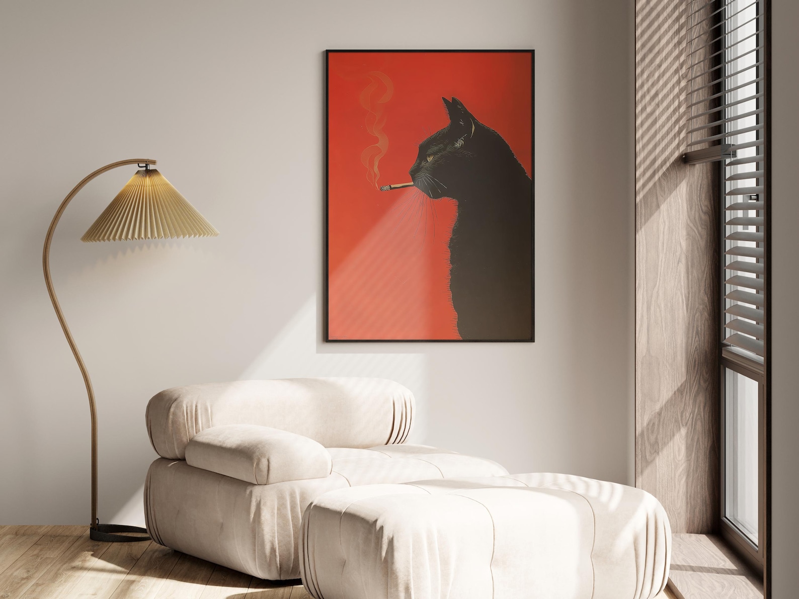 Vintage Black Cat Smoking Canv - Office Furniture Home ulasan dan harga